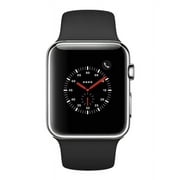 Apple Watch Series 3, 42MM, GPS + Cellular, Stainless Steel Case, Black Sport Band (Non-Retail Packaging)