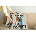 thumbnail image 2 of Ambesonne Cat Throw Pillow Cover 2 Pack, Are You Poopin' Curious Kitty, 18", Blue Coconut Chocolate, 2 of 7