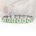 thumbnail image 3 of Pulsera de módulo de 9 mm con forma de corazón, doble corazón de melocotón, serie de piedras preciosas, pulsera de acero inoxidable cosida, individual, 3 of 5