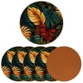 thumbnail image 2 of Plant Cute Set of 6 Round Coasters, Microfiber Leather Drink Coasters - 11x11 cm / 4.3x4.3 in, 2 of 6