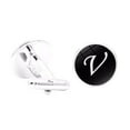 thumbnail image 1 of pitrice 1 Pair Men's Letter Cufflink Wedding Formal Initial Alphabet Stainless Steel Cufflink, Letter V, 1 of 6