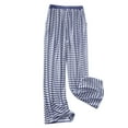 thumbnail image 7 of USNSM Women's Cute Pajama Pants Comfy Striped Wide Leg Pants Soft Modal Elastic Waist Drawstring Lounge Sleep Trousers Blue L, 7 of 7