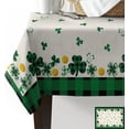 thumbnail image 3 of St.Patrick''s Day Tablecloth Rectangle/Oval 60x120in Shamrocks Green and Black Buffalo Plaid Retro Tablecloths Waterproof Table Cloth for Kitchen Indoor Outdoor Table Cover for Dining/Party Decoration, 3 of 6