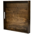 thumbnail image 2 of KINWELL  Square Black Walnut Wood Serving Tray Ottoman Tray with Handles 16"x16"x2", 2 of 5