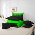 thumbnail image 6 of meiyoeat line Geometric Print 7-Piece Twin Bedding,Black Green Neon Striped Bedding Comforter Set,Reversible, 6 of 7
