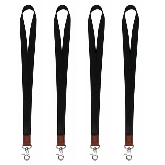4 Pcs Lanyards - Black Lanyard Holder with Metal Clasp for Keys, ID Badges, Cards, Car Keys, Wallet