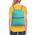 thumbnail image 4 of Lsque Teal Turquoise Print Drawstring zipper Backpack Bag Sport Gym Sackpack Cinch Bags Drawstring Bags Draw String Sport Bag-One Size, 4 of 6
