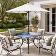 thumbnail image 2 of Round Outdoor Tablecloth with Umbrella Hole and Zipper, Navy Blue Grey Tablecloth with Elastic Waterproof, Modern Ombre Oil Painted Abstract Art Patio Table Covers for 36" - 44" Picnic Pool Tables, 2 of 8