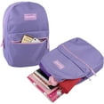 thumbnail image 2 of Classic Solid Color 17 Inch Backpack with Front Zipper Accessory Pocket, Dual Zipper Closure & Padded Shoulder Straps for Work, Office, Gym, Sports, Travel, Commute & Recreation in Purple, 2 of 6