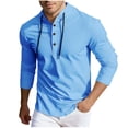 thumbnail image 2 of Handshe Men's Solid Color Hooded Sweatshirt, Loose Fit with Button and Drawstring Details, Casual Fashion for Daily Wear and Outdoor Leisure, 2 of 5