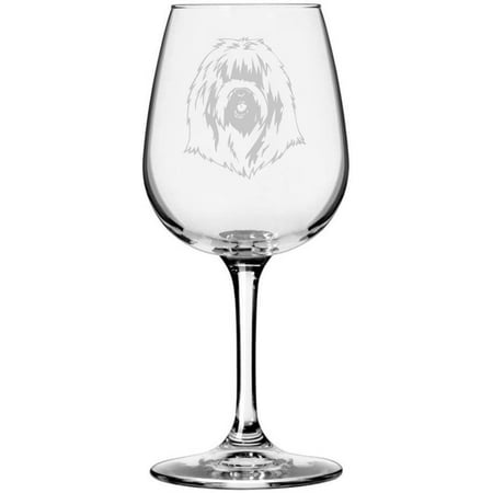 

South Russian Ovcharka Dog Themed Etched 12.75oz Libbey Wine Glass