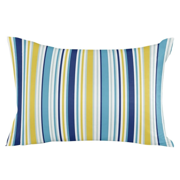 Farmhouse Navy Blue Ombre Stripes Throw Pillow Cover, Pillowcase Protectors with Zipper, Breathable Decorative Lumbar Pillow Case Cover, Pillow Shams for Couch Sofa 16x24Inch