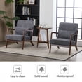 thumbnail image 3 of HUJHKIO Modern Accent Chair, Ergonomic Armchair with Pillow, Solid Wood Frame for Living Room, Bedroom, Balcony, Dark Gray, 3 of 8