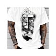 thumbnail image 1 of Men's Jesus Print Round Neck Tee, Regular Fit Casual Short Sleeve Crew Neck T-shirt for Summer, Fashion Men's Top for Daily Wear, Tops, Graphic Tees Men, 1 of 6