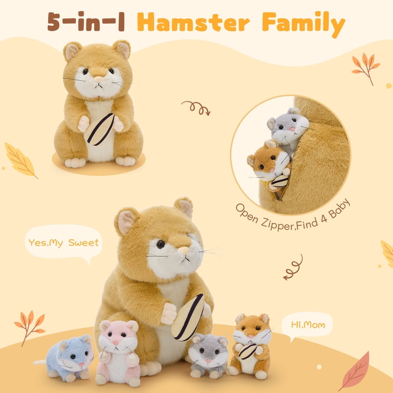 Morismos Hamster Plush Toy Family Set With 4 Babies photo 7