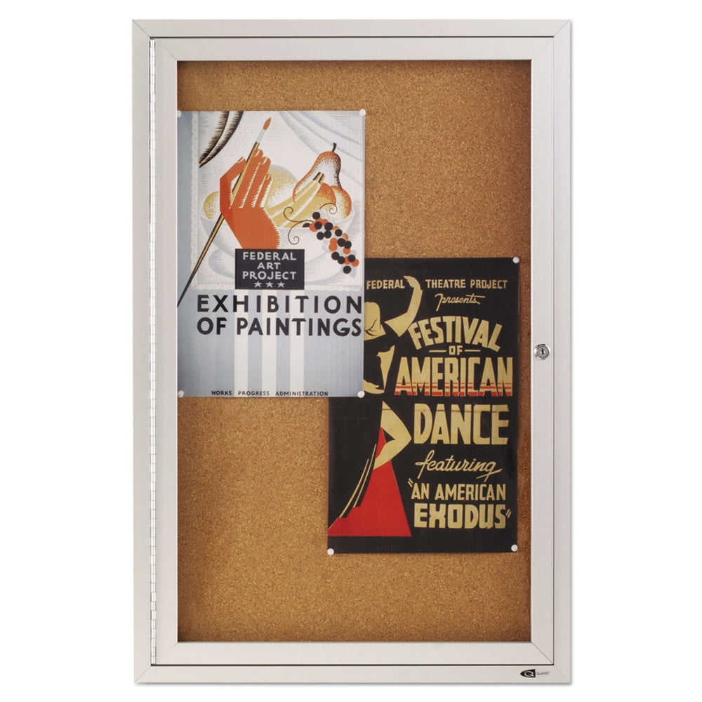 Quartet 2363 Enclosed Bulletin Board, Natural Cork/fiberboard, 24 X 36