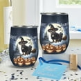 thumbnail image 4 of Happy Halloween Pitbull Witch Pumpkins Bats 12oz Stainless Steel Wine Tumbler Insulated Cup with Lid Terrier Dog Lover - 13012, 4 of 5