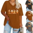 thumbnail image 5 of WREESH Womens Plus Size Tops Fashion Short Sleeve V Neck T Shirts Ice Cream Graphic Tees Thanksgiving Gift Tee Tops Gray, 5 of 5