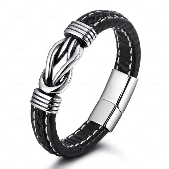 RuiJiao Exquisite Handcrafted Men's Bracelet - Premium Stainless Steel and Titanium Steel Weave, Ethnic Style Jewelry for a Unique and Durable Accessory