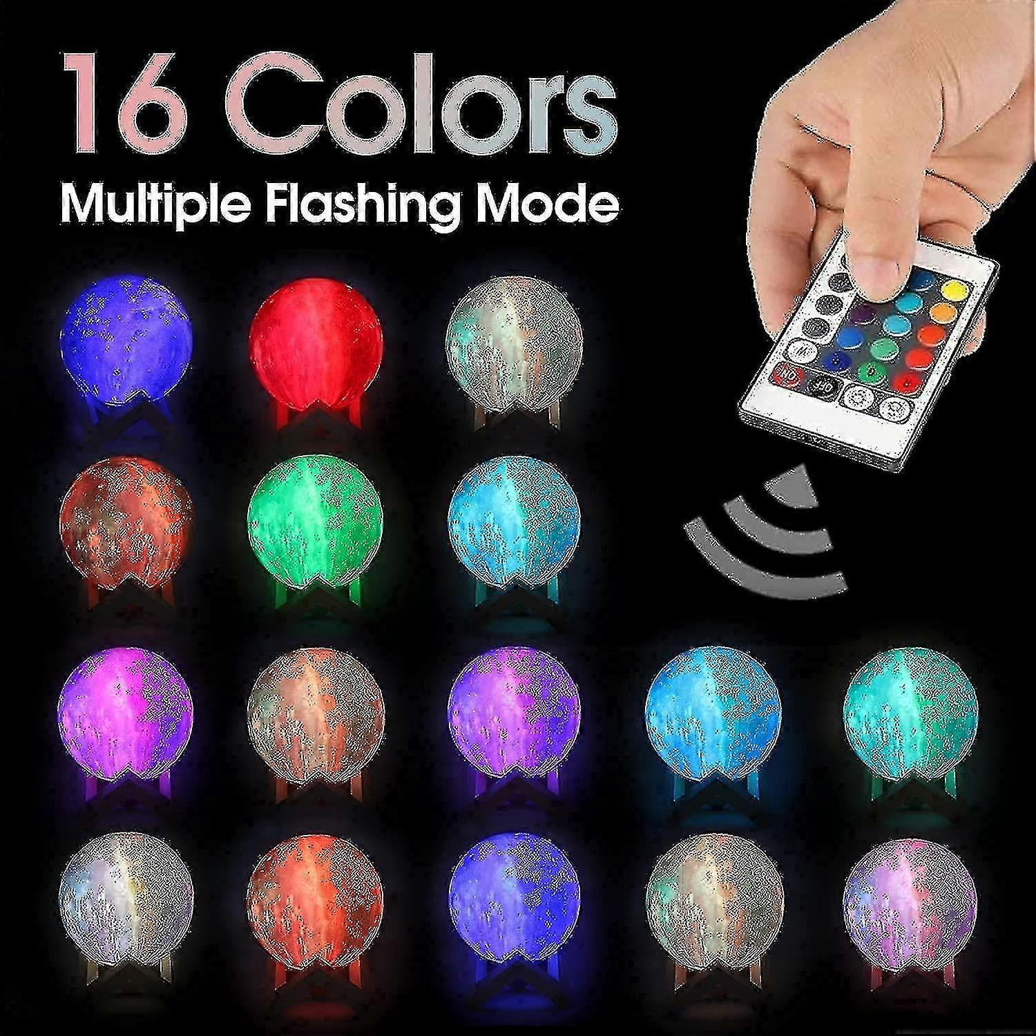 Moon Lamp Lava Lamp Night Light Galaxy Lamp16 Led Colors With Wooden Stand & Remote/touch Control And Usb Rechargeable Gifts For Girls Boys