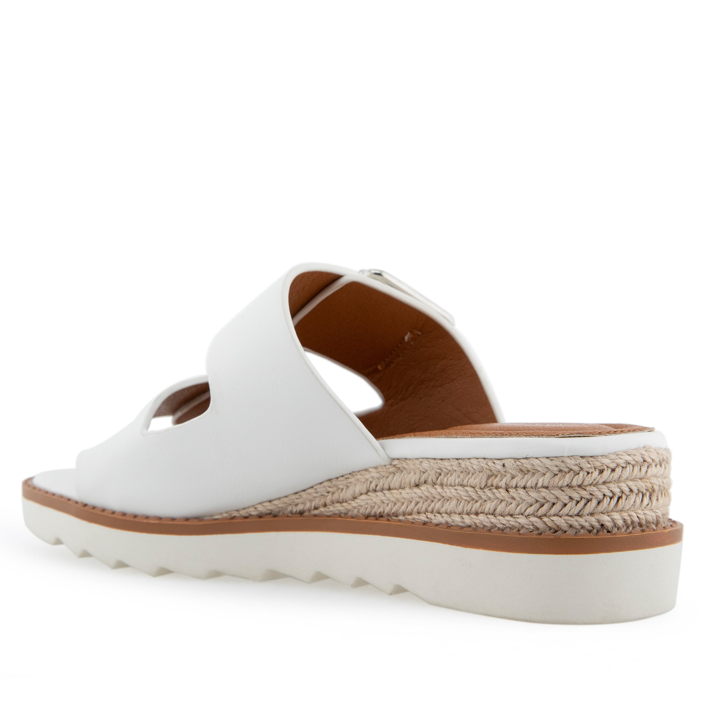 Alexis Bendel Ladies White Vachetta Leather Wedge Sandals Size 8.5