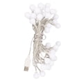 thumbnail image 1 of Cadena de luces LED con forma de bola, resistente al agua, con puerto USB, fuente de alimentación, decorativas, para dormitorio, boda, fiesta, color blanco cálido, 6 m/19,7 pies, 40 luces, 1 of 12