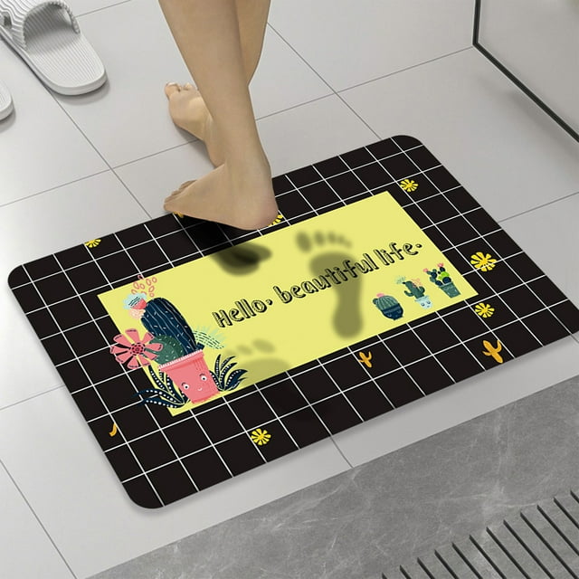 Fwttom Diatomaceous Bath Rug, Super Absorbent Quick Dry, Rubber Backing Non Slip ,Washable Bathroom Floor Mats, Shower Rug for in Front of Bathtub,Shower Room (16X24)