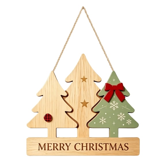 Christmas Tree Decorations 14 Inch Wooden Hanging Sign, Farmhouse Christmas Decor for Indoor Outdoor Home Wall Door Holiday Season Decor, 1 Pack