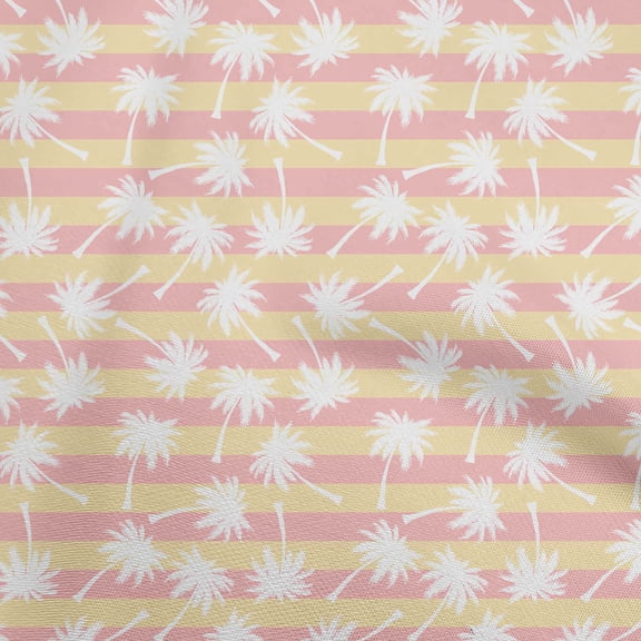 oneOone Silk Tabby Yellow Fabric Leaf With Stripes Sewing Material Print Fabric By The Yard 42 Inch Wide
