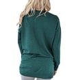 thumbnail image 4 of Túnica informal de manga larga con bolsillos y estampado de fe para mujer, cómoda y elegante, talla L, color verde, 4 of 6