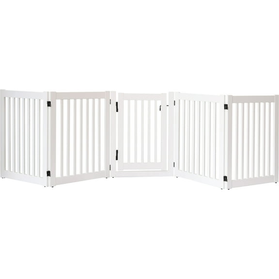Dynamic Accents DA501 32 in. Highlander Series Solid Wood Pet Gate, White - 5 Panel Walk Through