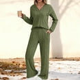 thumbnail image 4 of UAMVSH Womens Lounge Sets 2 Piece Outfits Soft Long Sleeve Ribbed Knit Tops and Pants Set Button V Neck Casual Sweatsuits with Pockets, 4 of 7