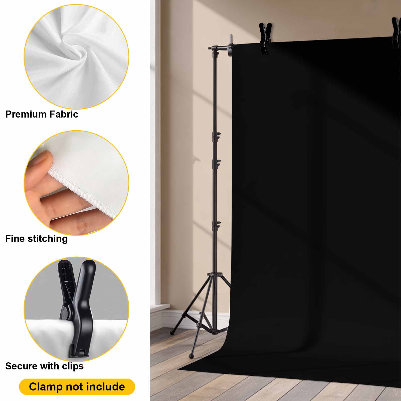 Photo Backdrop 5x7 ft Black Photography Backdrops Curtains Picture Wall Covering Solid Color Photo Booth Drapes for Backdrop Photoshoot Wedding Party Birthday Background Screen