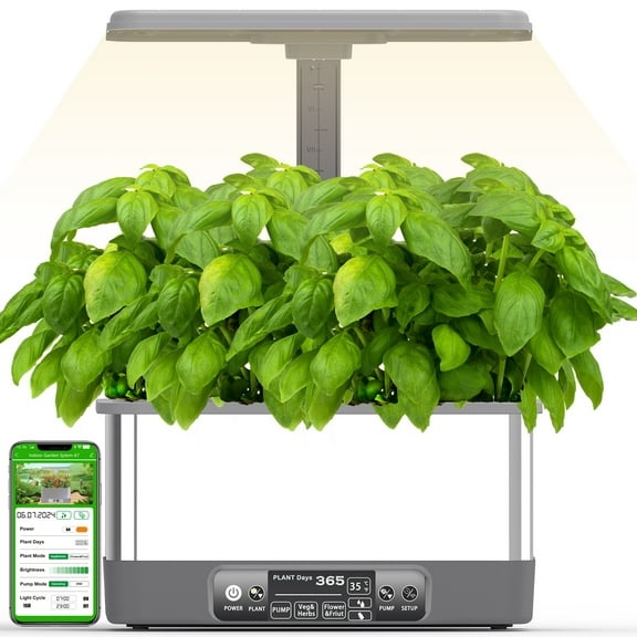Hydroponics Growing System Kits,APP&WiFi 8 Pods Smart Indoor Herbs Garden with 24W Adjustable Height LED Growth Lights,for Indoor Gardening Gifts,Vegetables Planter