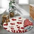 thumbnail image 4 of Valentine's Day Washable Area Rug&nbsp;3 ft Romantic Red Hat Gnome Red Plaid Dots Love Heart Linen Texture Soft Round&nbsp;Rugs for Living Room, Non Slip Carpet for Bedroom&nbsp;Entryway Dining Room, 4 of 9