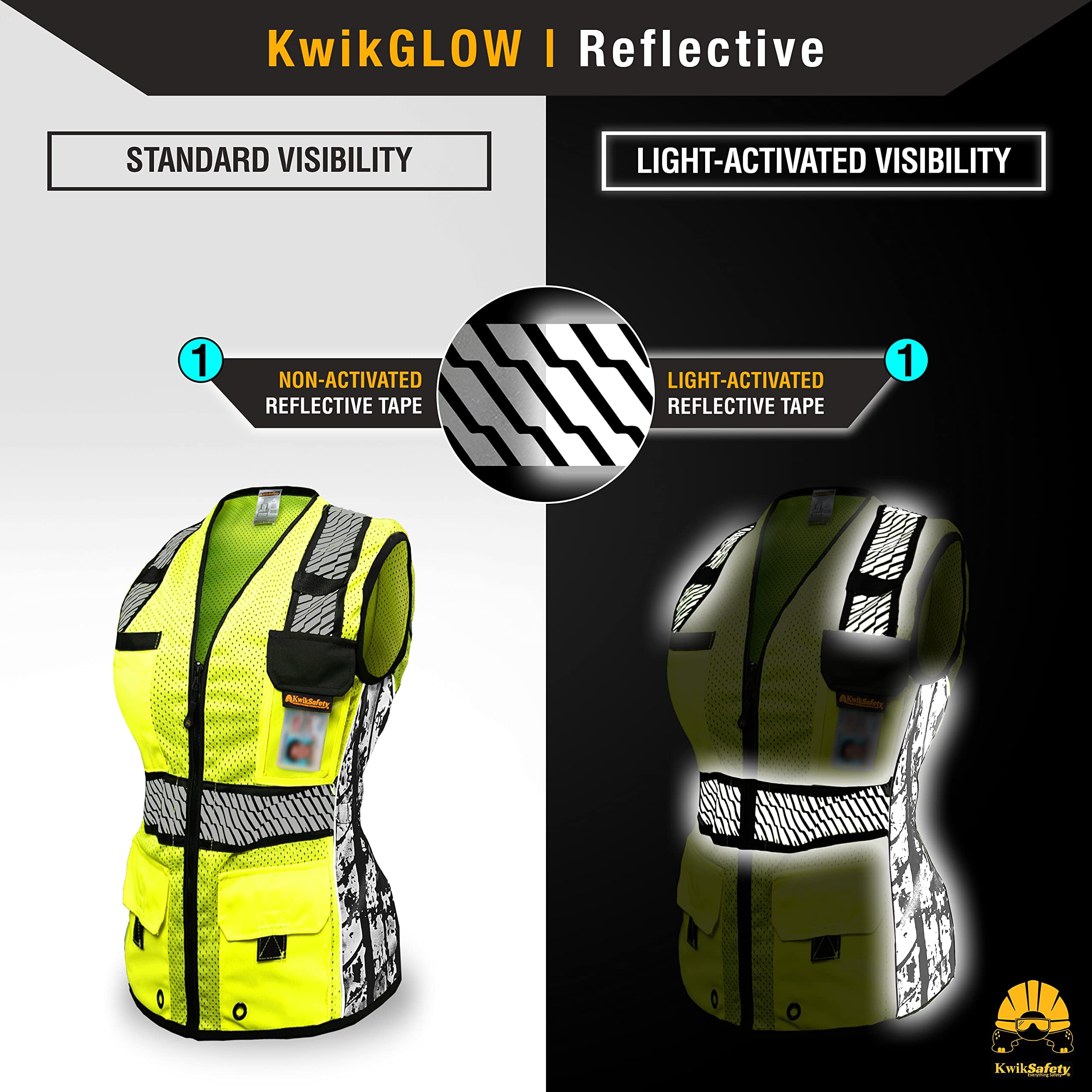 KwikSafety (Charlotte, NC) RoadBOSS Premium Safety Vest for Women (Limited Edition Truck Tread Design) 11 Pockets Class 2 Custom High Visibility ANSI OSHA Reflective Construction | Yellow Medium