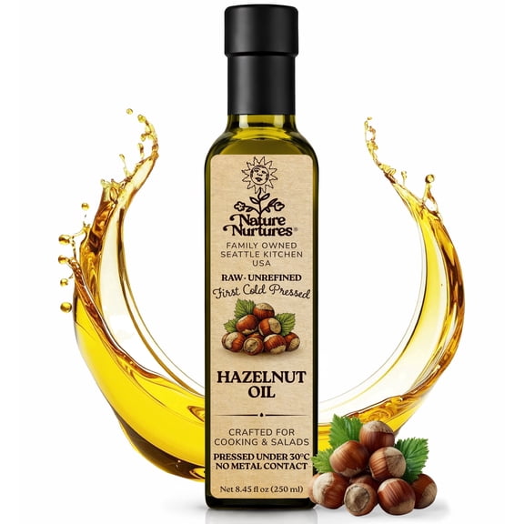 Hazelnut Oil for Cooking | Raw First Cold Pressed | Single Press Below 30C | Unrefined | Made in USA