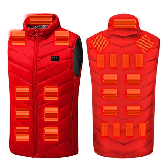 Gamivast Plus Size Quilted Heated Vest for Men and Women Warm 28 Heating Zones and 3-levels Zip Stand Collar Jackets with Zipper Pockets Thermal 4 Control Washable Coats no Power Bank