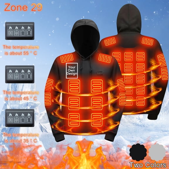 ToyKingdee Heated Hoodie for Men, Electric Heating Sweatshirt with Fleece Lining, Winter Thermal Pullover Sweater
