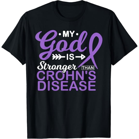 t-shirt My God is Stronger Than Crohn's Disease Awareness Warrior T-Shirt.