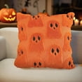 thumbnail image 3 of Kiddiway Halloween Throw Pillows 18x18 - Set of 2 Ghost Faux Fur Soft Pillow Covers, Fluffy Plush Accent Throw Pillow Case for Couch Sofa Halloween Decor,Saffron, 3 of 8