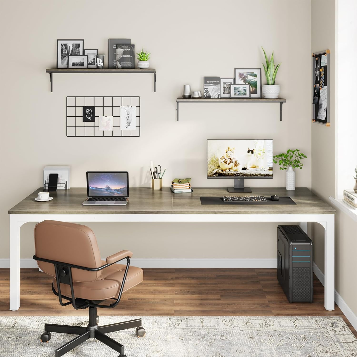 Tribesigns 78.7 Inches Extra Long Computer Desk 2 Person Desk, Double Long Desk for Home Office