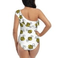 thumbnail image 5 of Goofa Cute Little Bee Pattern Women's One Piece Swimsuits Tummy Control Bathing Suits Asymmetric One Shoulder Swimwear-Small, 5 of 6