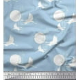 thumbnail image 1 of Soimoi Georgette Viscose Fabric Bamboo Tree,Moon & Stork Bird Fabric Prints by Yard 42 Inch Wide, 1 of 3