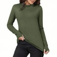 thumbnail image 3 of Aboser Thumb Hole Thermal Shirts for Women Warm Winter Basic Shirt Stretchy Casual Mock Neck Tops Comfy Long Sleeve Pullover Top Solid Color Fleece Blouses, 3 of 9