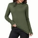 thumbnail image 3 of Tops para mujer,Blusa de terciopelo de manga larga para mujer, cuello semialto con aberturas para los pulgares, blusa de poliéster suave para uso informal, sopatenor, 3 of 9
