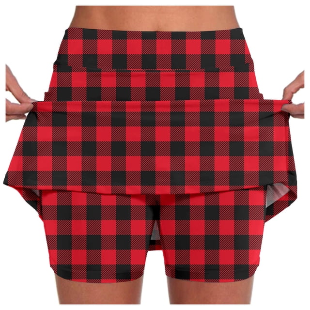 Jupe de Tennis Imprimée Décontractée pour Femmes avec Poches Jupe Courte de Sport Yoga Active Confortable Extensible Fluide Jupe d'Entraînement