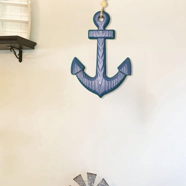 Nautical Anchor with Rope Nautical Beach Anchor Wall Art Decor Door Hanging Ornament Beach Theme Home Decoration
