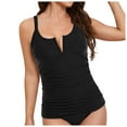 thumbnail image 6 of TOWED22 Women's Tankini Top Only Feminine Smocked Waist Tankini Top Tummy Control Swimwear Bathing Suit Swimwear Top No Bottom（Black,S）, 6 of 8