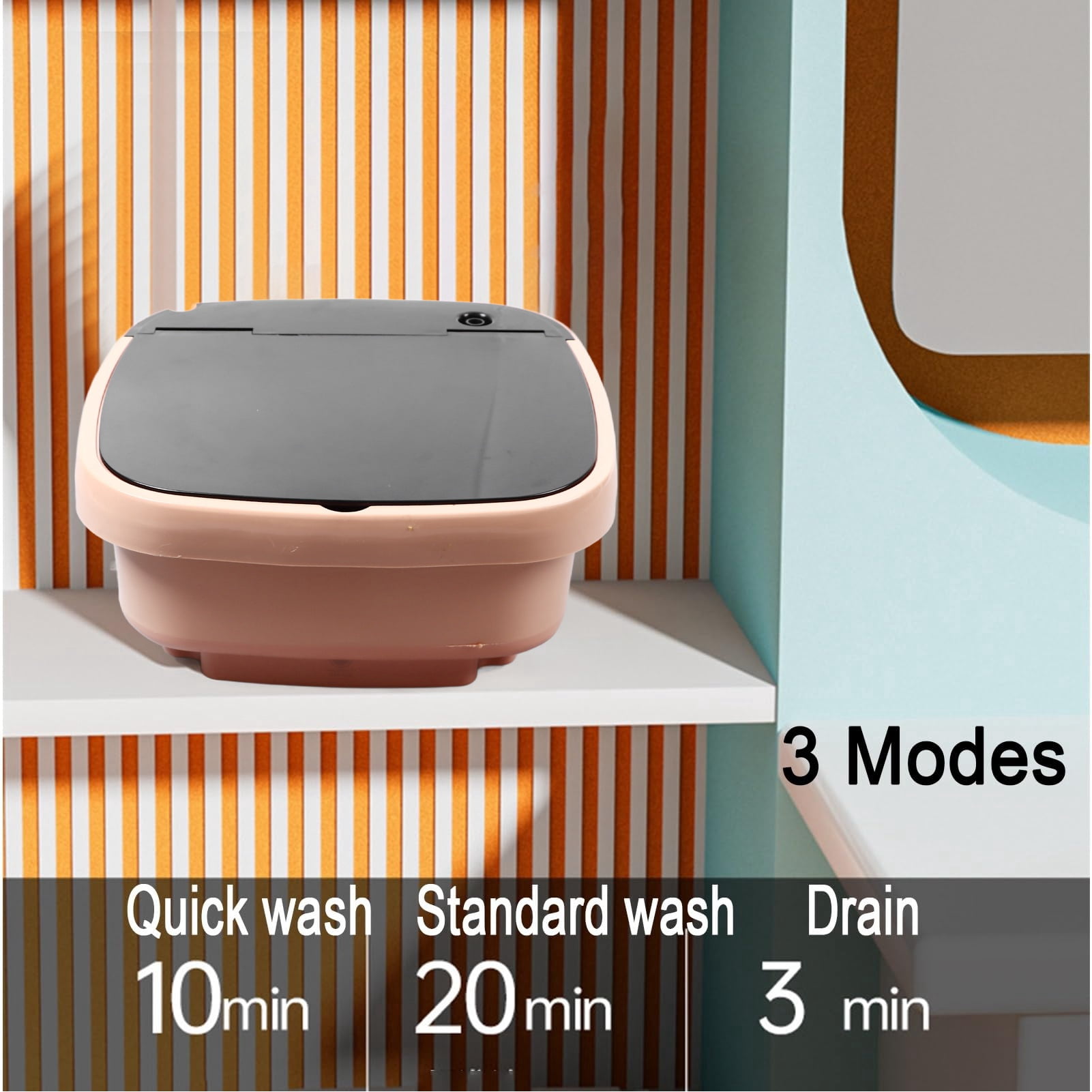Riousery 15L Large Capacity Portable Washing Machine Foldable Compact Mini Laundry Washer for Underwear Pink Orange 13.8 inches / 35 cm